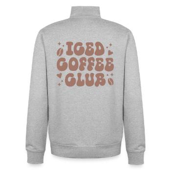 Iced coffee club latte aesthetic - Unisex Organic Zip Sweatshirt by Stanley/Stella - heather grey - Back - AI Model Male 185 light (185cm)