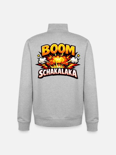 Boom Shakalaka Comic Saying with Explosion - Unisex Organic Zip Sweatshirt by Stanley/Stella - heather grey