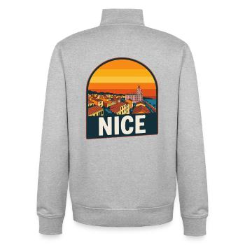 Nice French Riviera Retro Sunset Design - Unisex Organic Zip Sweatshirt by Stanley/Stella - heather grey - Back - AI Model Male 185 light (185cm)
