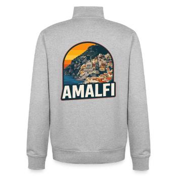 Amalfi Coast Retro Sunset Vintage Design - Unisex Organic Zip Sweatshirt by Stanley/Stella - heather grey - Back - AI Model Male 185 light (185cm)