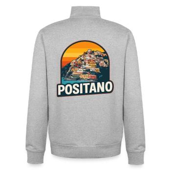 Positano Amalfi Coast Retro Sunset Design - Unisex Organic Zip Sweatshirt by Stanley/Stella - heather grey - Back - AI Model Male 185 light (185cm)