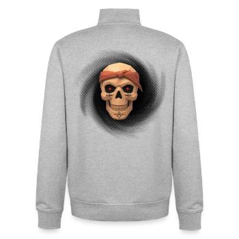 Motif de t-shirt en forme de crâne de voyou trou noir. - Sweat zippé unisexe en coton bio Stanley/Stella - gris chiné - Dos - AI Model Male 185 light (185cm)