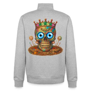 Candy skull t-shirt design. - Unisex Organic Zip Sweatshirt by Stanley/Stella - heather grey - Back - AI Model Male 185 light (185cm)
