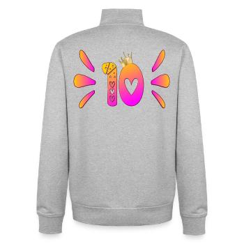 Ten 10th Birthday - Unisex Organic Zip Sweatshirt by Stanley/Stella - heather grey - Back - AI Model Male 185 light (185cm)
