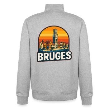 Bruges Belgique Retro Sunset Skyline Vintage - Sweat zippé unisexe en coton bio Stanley/Stella - gris chiné - Dos - AI Model Male 185 light (185cm)