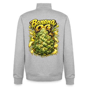 Imprimé graffiti original de banane - Sweat zippé unisexe en coton bio Stanley/Stella - gris chiné - Dos - AI Model Male 185 light (185cm)