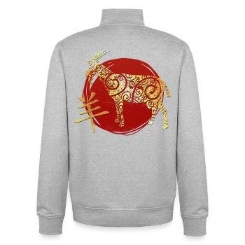 Ziege Chinesisches Tierkreiszeichen Horoskop - Unisex Organic Zip Sweatshirt von Stanley/Stella - Grau meliert - Hinten - AI Model Male 185 light (185cm)