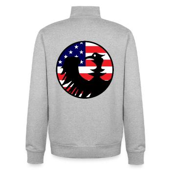 Adlerflagge USA Silhouette - Unisex Organic Zip Sweatshirt von Stanley/Stella - Grau meliert - Hinten - AI Model Male 185 light (185cm)
