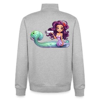 Underwater sorceress with role - Unisex Organic Zip Sweatshirt by Stanley/Stella - heather grey - Back - AI Model Male 185 light (185cm)