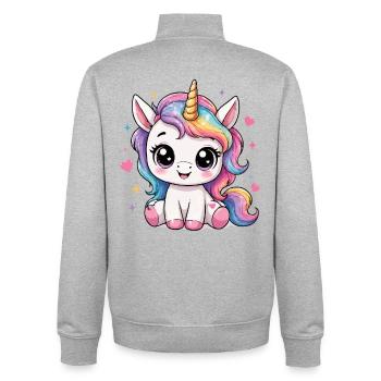 Licorne Kawaii Cheval Arc-en-ciel - Sweat zippé unisexe en coton bio Stanley/Stella - gris chiné - Dos - AI Model Male 185 light (185cm)
