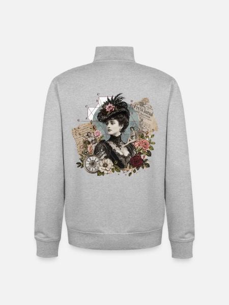 Viktorianische Rosenkönigin Collage - Unisex Organic Zip Sweatshirt von Stanley/Stella - Grau meliert