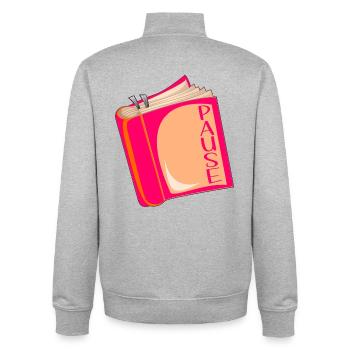 Buch Lesen Pause - Unisex Organic Zip Sweatshirt von Stanley/Stella - Grau meliert - Hinten - AI Model Male 185 light (185cm)