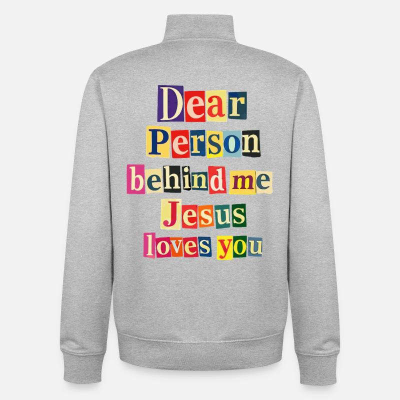 Jesus liebt dich positive Botschaft - Unisex Organic Zip Sweatshirt von Stanley/Stella - Grau meliert