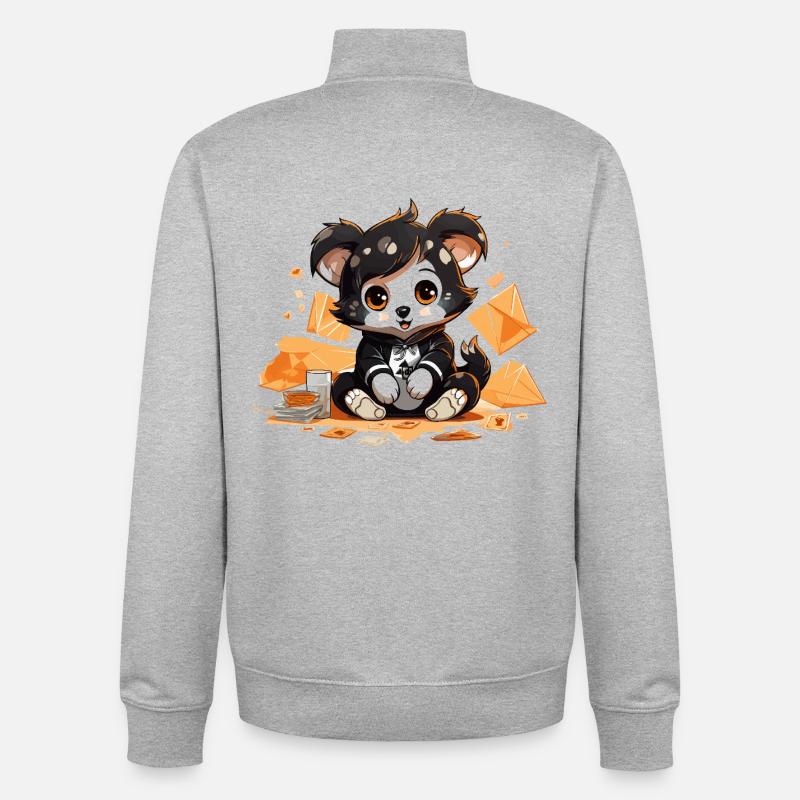 Panda câlin avec une aubaine inattendue - Sweat zippé unisexe en coton bio Stanley/Stella - gris chiné