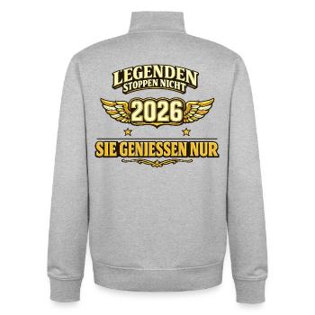 Legenden stoppen nicht 2026 sie genießen nur Rente - Unisex Organic Zip Sweatshirt von Stanley/Stella - Grau meliert - Hinten - AI Model Male 185 light (185cm)