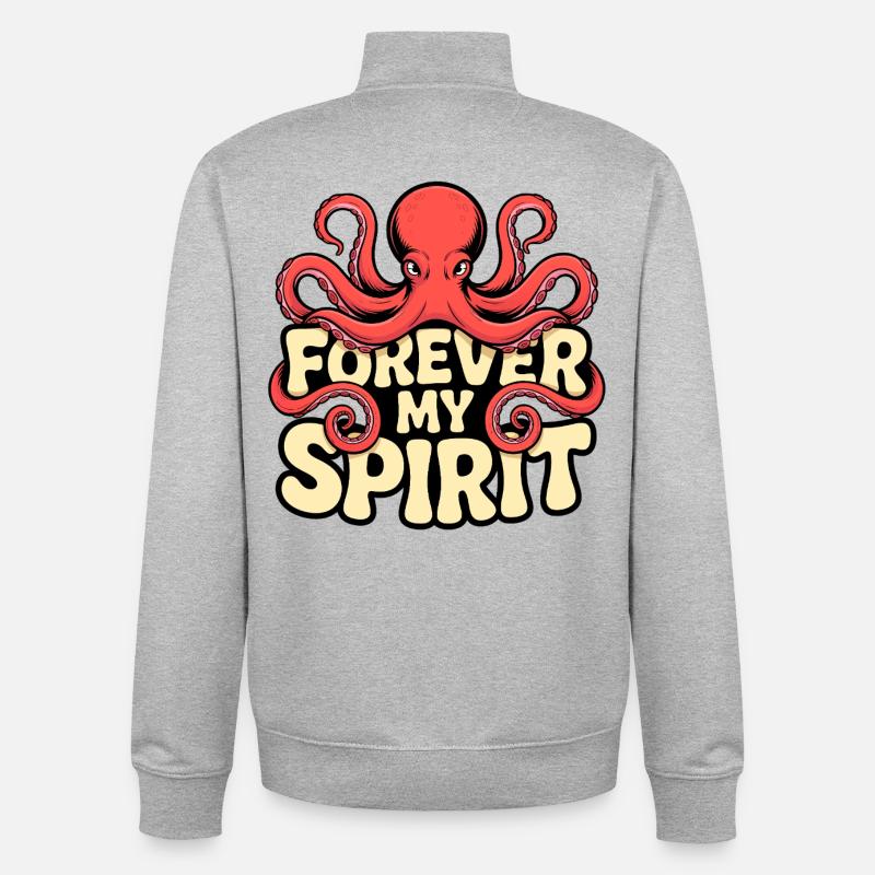 Octopus Vibes - Unisex Organic Zip Sweatshirt by Stanley/Stella - heather grey