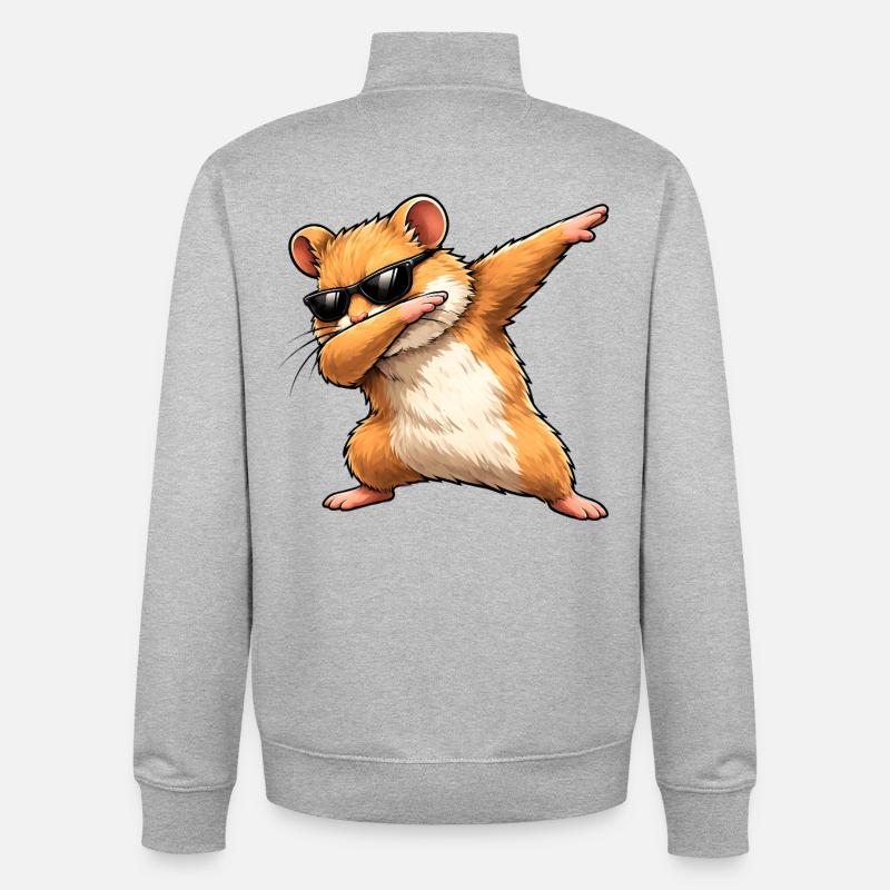 Tamponnement du hamster doré - Sweat zippé unisexe en coton bio Stanley/Stella - gris chiné