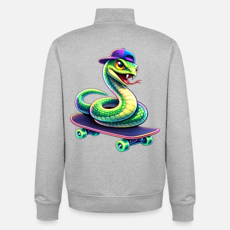 Néon Skate Serpent Skateboard Animal Skateboard - Sweat zippé unisexe en coton bio Stanley/Stella - gris chiné
