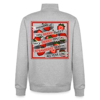 Das ganze Jahr long_in Frame von Erdbeere geträumt - Unisex Organic Zip Sweatshirt von Stanley/Stella - Grau meliert - Hinten - AI Model Male 185 light (185cm)