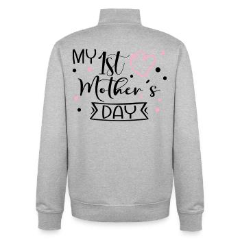 Premier bébé de la fête des mères - Sweat zippé unisexe en coton bio Stanley/Stella - gris chiné - Dos - AI Model Male 185 light (185cm)