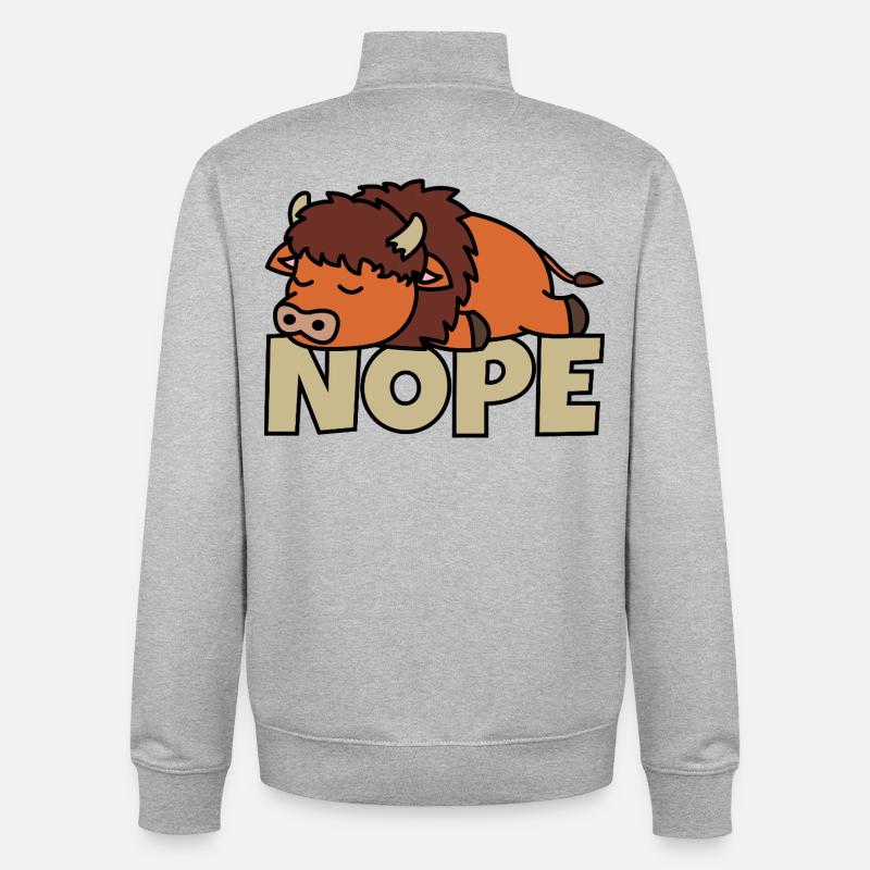 Non, pas aujourd’hui, bison paresseux - Sweat zippé unisexe en coton bio Stanley/Stella - gris chiné