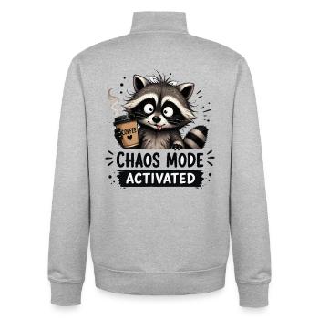Mode Chaos activé - Sweat zippé unisexe en coton bio Stanley/Stella - gris chiné - Dos - AI Model Male 185 light (185cm)