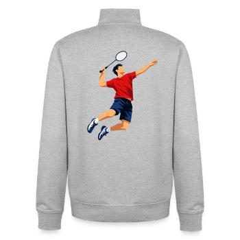 Badminton Smasher - Unisex Organic Zip Sweatshirt von Stanley/Stella - Grau meliert - Hinten - AI Model Male 185 light (185cm)