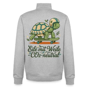 Schildkröte Skateboard Nachhaltig Spruch Design - Unisex Organic Zip Sweatshirt von Stanley/Stella - Grau meliert - Hinten - AI Model Male 185 light (185cm)