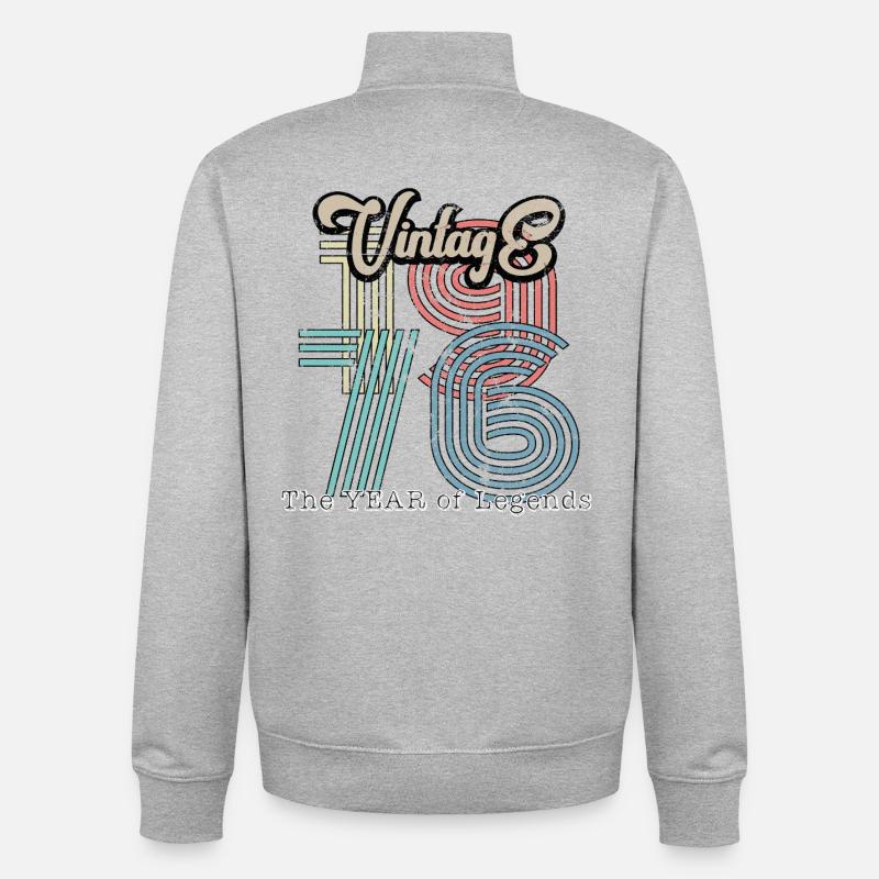 Millésime 1976 - Sweat zippé unisexe en coton bio Stanley/Stella - gris chiné