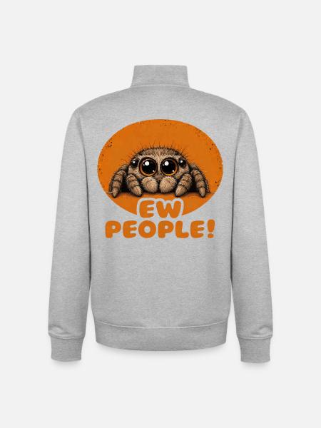 Ew People! Cute Spider - Unisex Organic Zip Sweatshirt by Stanley/Stella - heather grey