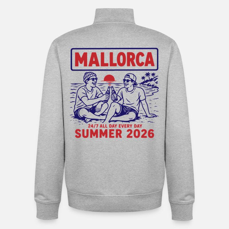 Majorque été 2026 - Sweat zippé unisexe en coton bio Stanley/Stella - gris chiné