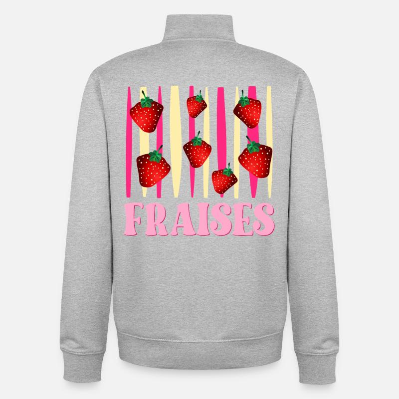 Fraises - Sweat zippé unisexe en coton bio Stanley/Stella - gris chiné