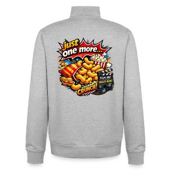 Erdnussflips Pop Art Filmabend spannende Serien - Unisex Organic Zip Sweatshirt von Stanley/Stella - Grau meliert - Hinten - AI Model Male 185 light (185cm)