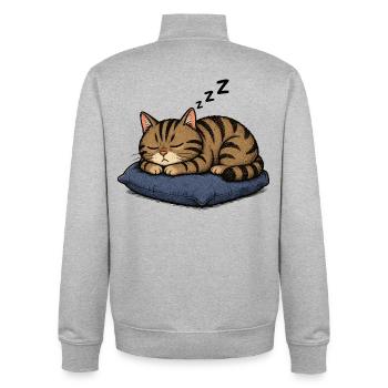 Sleeping cat on pillow - Unisex Organic Zip Sweatshirt by Stanley/Stella - heather grey - Back - AI Model Male 185 light (185cm)