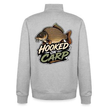 Hooked On Carp Lustiges Karpfenfischen-Design - Unisex Organic Zip Sweatshirt von Stanley/Stella - Grau meliert - Hinten - AI Model Male 185 light (185cm)