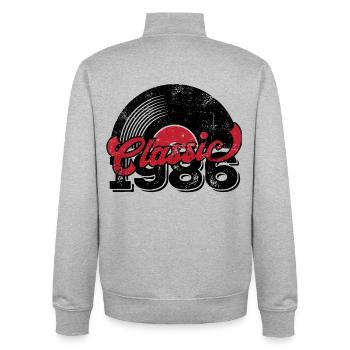 Vintage 1986 - Unisex Organic Zip Sweatshirt von Stanley/Stella - Grau meliert - Hinten - AI Model Male 185 light (185cm)