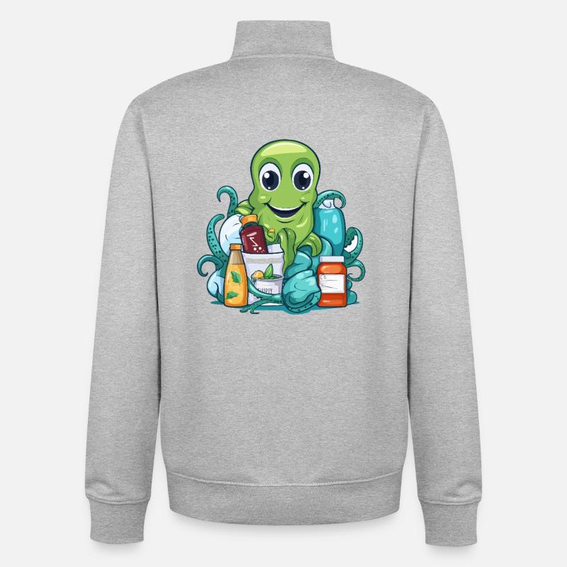 Oktopus Einkaufsglück - Unisex Organic Zip Sweatshirt von Stanley/Stella - Grau meliert