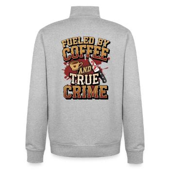 Coffee True Crime Motive Podcast Gift - Unisex Organic Zip Sweatshirt by Stanley/Stella - heather grey - Back - AI Model Male 185 light (185cm)