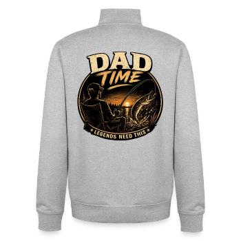 Dad Time Angelshirt – Pike Strike Sunset - Unisex Organic Zip Sweatshirt von Stanley/Stella - Grau meliert - Hinten - AI Model Male 185 light (185cm)