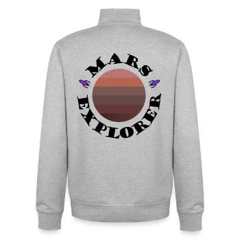 Planète Mars Coucher du soleil avec des fusées - Sweat zippé unisexe en coton bio Stanley/Stella - gris chiné - Dos - AI Model Male 185 light (185cm)