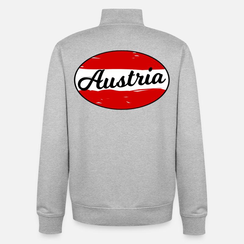 Austria Script Logo on Red - Unisex Organic Zip Sweatshirt by Stanley/Stella - heather grey