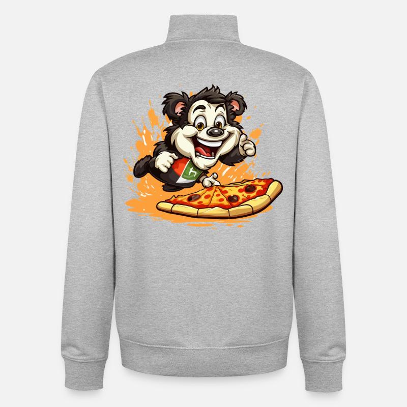 Pizza Panda Sprint - Sweat zippé unisexe en coton bio Stanley/Stella - gris chiné