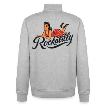 Rockabilly Pinup Woman in Petticoat Rock'n'Roll - Unisex Organic Zip Sweatshirt by Stanley/Stella - heather grey - Back - AI Model Male 185 light (185cm)