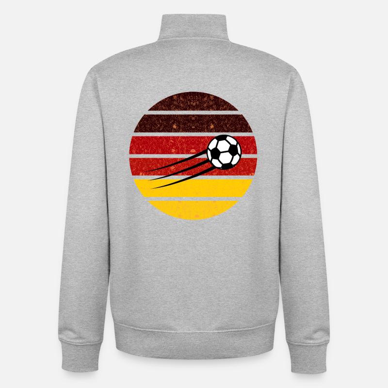 Football Circle Allemagne Rétro Gradient - Sweat zippé unisexe en coton bio Stanley/Stella - gris chiné