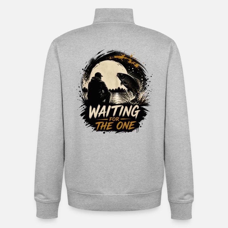 Waiting For The One Karpfenfischerei-Design - Unisex Organic Zip Sweatshirt von Stanley/Stella - Grau meliert