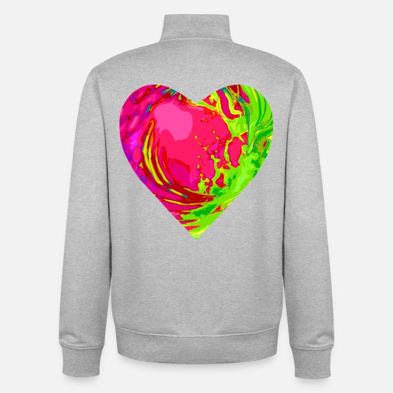 Psychedelisches Herzfarben Muster - Unisex Organic Zip Sweatshirt von Stanley/Stella - Grau meliert