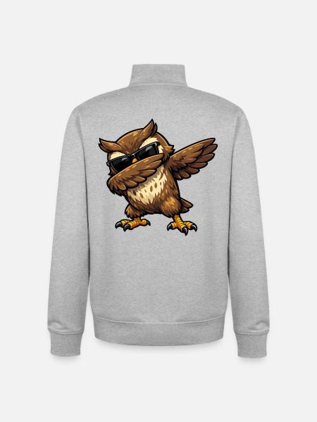Dabbing Owl - Unisex Organic Zip Sweatshirt by Stanley/Stella - heather grey