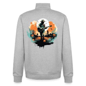 Gitarre Gitarrist Sänger Country Musik Vintage - Unisex Organic Zip Sweatshirt von Stanley/Stella - Grau meliert - Hinten - AI Model Male 185 light (185cm)