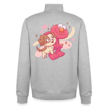 Sesame Street: Tango and Elmo together - Unisex Organic Zip Sweatshirt by Stanley/Stella - heather grey - Back - AI Model Male 185 light (185cm)