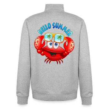 Crab Süßer Sommer-Cartoon mit Sonnenbrille - Unisex Organic Zip Sweatshirt von Stanley/Stella - Grau meliert - Hinten - AI Model Male 185 light (185cm)